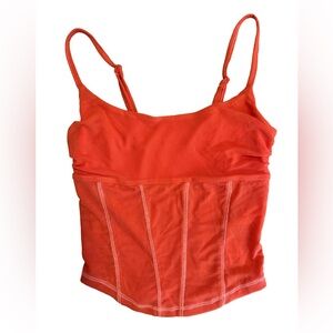 Urban Outfitters Size XS Orange Corset Tank Top Mesh Stretch Adjustable Straps